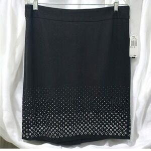 NEW Grace Elements Skirt Woman Size 10 Black Silver‎ Metallic Detail Career Wear